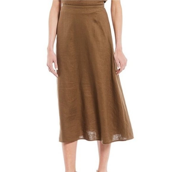Eileen Fisher Dresses & Skirts - Eileen Fisher Linen Blend Brown A-Line Skirt M